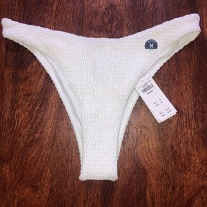 High cut cheeky white bikini bottom